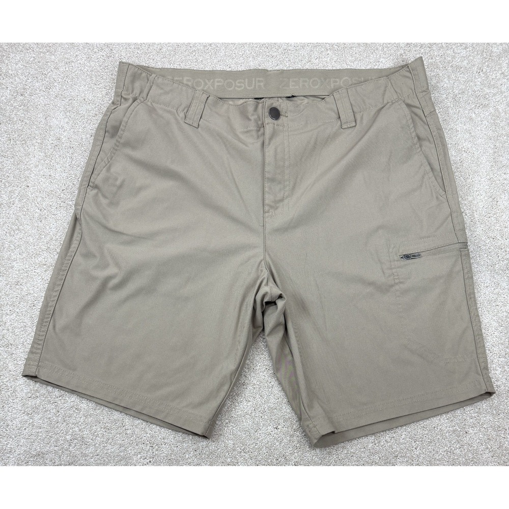 ZeroXposur Men's 40 Brown Cargo Hiking Shorts Outdoor Performance 10" Inseam
